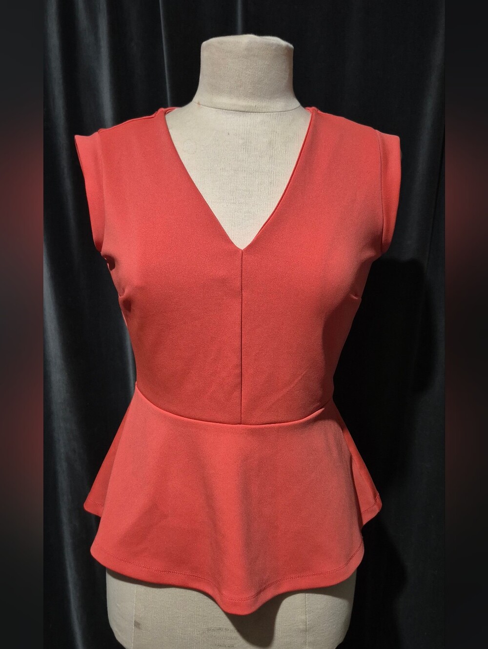 Worthington Coral Sleeveless Peplum V-Neck Top (BOX C)